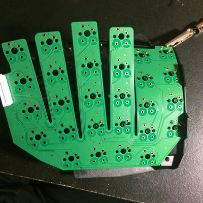 PCB being soldered into a kinesis